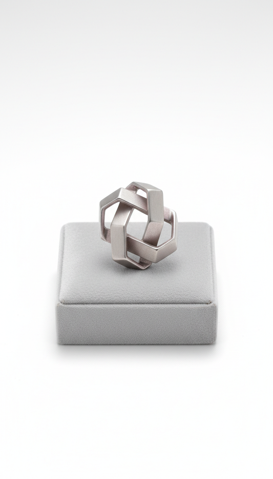 Matte Silver Geometric Drop Earrings
